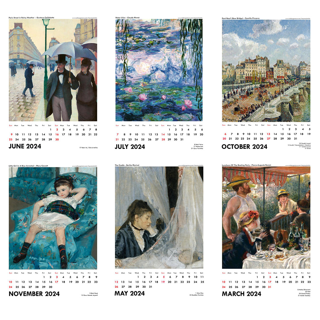2025 Wall Calendar Art by Impressionists by Tallenge Store Buy 2018