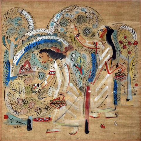 In The Garden - Benode Behari Mukherjee - Bengal School Art - Indian Painting by Indian Art