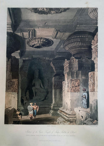 Indra Sabha Temple In The Ellora Caves - Captain Robert M Grindlay -  Vintage Orientalist Painting Of India - Posters by Robert Melville Grindlay