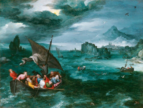 Jesus Christ In The Storm On The Sea Of Galilee - Jan Brueghel (The Elder) - Christian Art Painting by Jan Brueghel (The Elder)