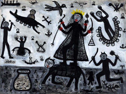 Kali On Mahishasur - Large Art Prints by Tallenge Store