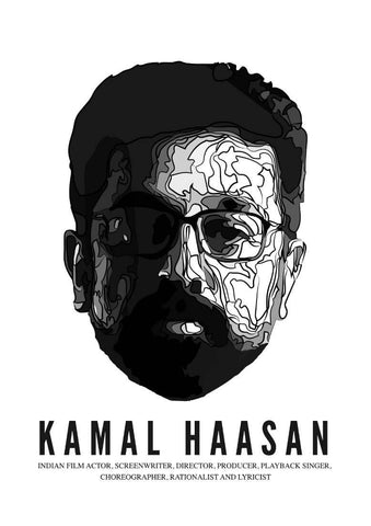 Kamal Haasan Portrait Art Poster - Life Size Posters by Tallenge