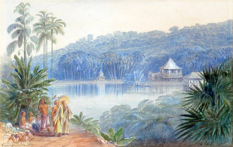 Kandy Ceylon (Sri Lanka) - Edward Lear - c1874 Vintage Orientalist Paintings Of Indian Subcontinent by Edward Lear