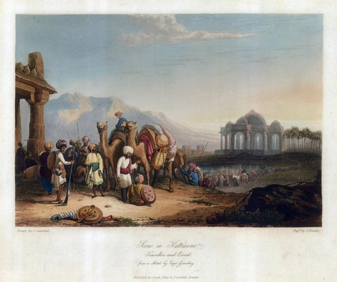 Kathiawar In Gujarat c1830 - Captain Robert M Grindlay -  Vintage Orientalist Painting Of India - Canvas Prints by Robert Melville Grindlay