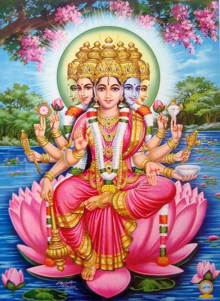 Kayathiri Gayatri Devi - C Kondiah Raju - Vintage Religious Painting - Art Prints