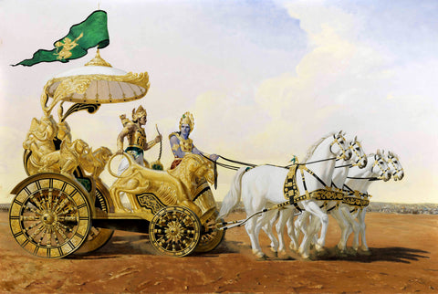 Krishna As Arjuna Parthasarathi - Bhagavad Gita - Mahabharat Painting - Life Size Posters by Tallenge Store