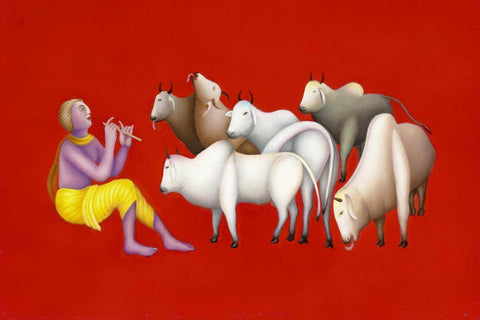 Krishna Fluting by Manjit Bawa