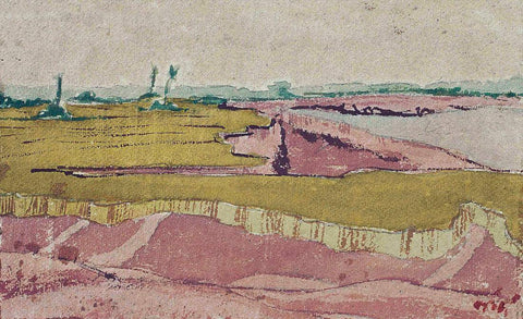 Landscape - Rabindranath Tagore - Bengal School - Indian Art Painting by Rabindranath Tagore
