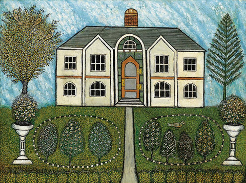 Landscape with House - Morris Hirshfield - Folk Art Painting by Morris Hirshfield