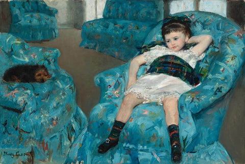 Little Girl In A Blue Armchair - Mary Cassatt - Impressionist Painting by Mary Cassatt