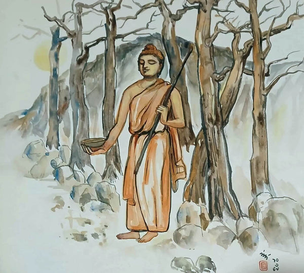 Lord Buddha - Nandalal Bose - Bengal School - Indian Art Painting - Posters