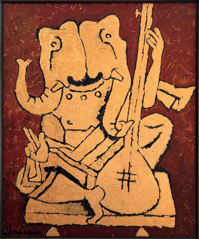 Lord Ganesh - Maqbool Fida Husain Painting - Art Prints
