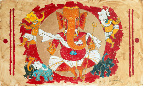Lord Ganesha - Maqbool Fida Husain - Large Art Prints by M F Husain