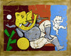 Lord Ganesha Playing The Flute - Maqbool Fida Husain Painting - Large Art Prints