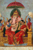 Lord Ganesha With Consorts Riddhi And Siddhi - Raja Ravi Varma Painting - Posters