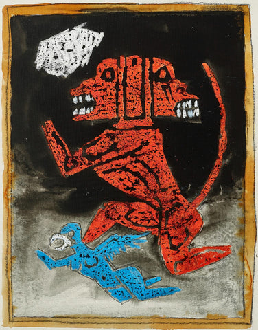 Lord Hanuman And Garuda - Maqbool Fida Husain - Ramayan Painting - Large Art Prints by M F Husain