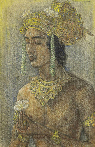 Lord Rama - Vintage Balinese Ramayan Painting by Kritanta Vala
