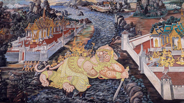 Lord Rama's Army Crosing To Lanka - Thai Ramayan Painting by Kritanta ...