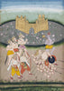 Lord Rama's Army Defeating Ravana - Bikaner, Rajasthan, 18th Century Illustration From A Ramayana Series - Large Art Prints