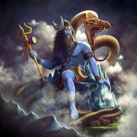 Lord Shiva As Mahakal (The Lord Of Time) - Contemporary Digital Art Painting - Framed Prints by Tallenge