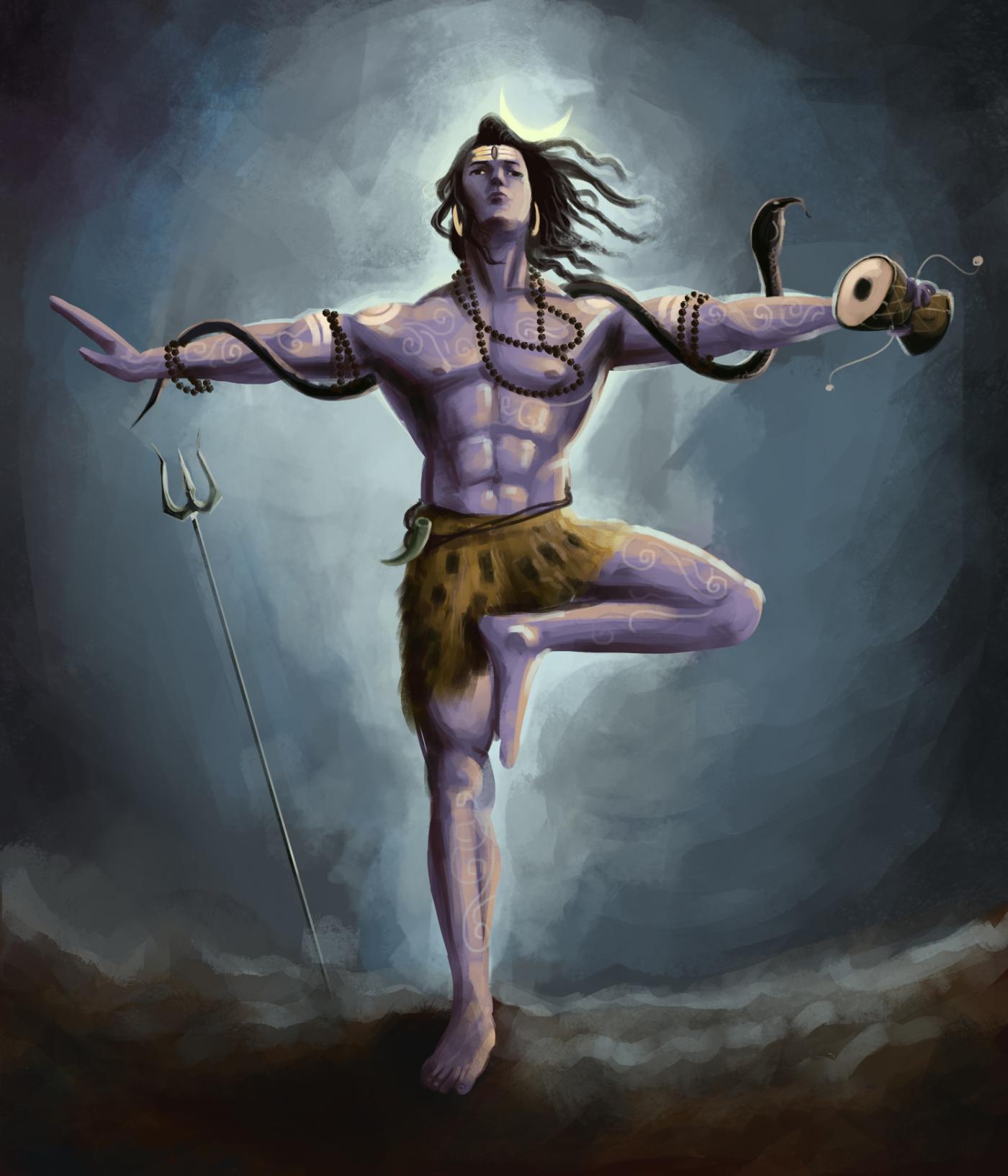 Lord Shiva Cosmic Tandav Contemporary Digital Art Painting