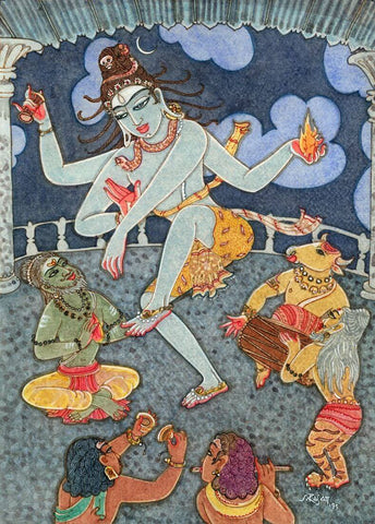 Lord Shivas Aananda Thandavam - Indian Spiritual Religious Art Painting by Raja