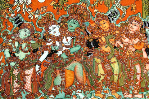 Lord Vishnu  - Kerala Mural Painting - Indian Folk Art by Tallenge