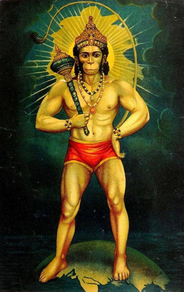 Lord Hanuman - Raja Ravi Varma - Indian Masters Chromolithograph Artwork From Ramayan - Canvas Prints