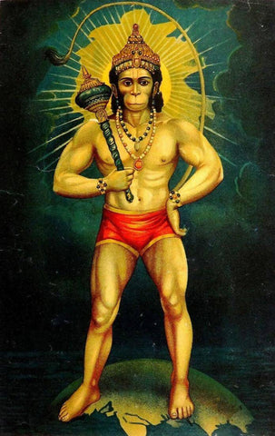 Lord Hanuman - Raja Ravi Varma - Indian Masters Chromolithograph Artwork From Ramayan - Canvas Prints