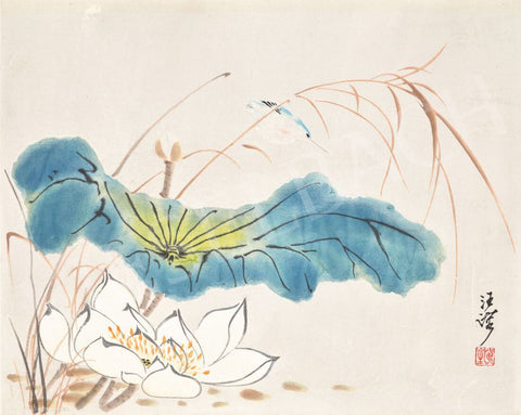 Lotus - Qi Baishi - Chinese Masterpiece Floral Feng Shui Painting by Qi Baishi