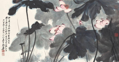 Lotus - Zhang Daqian - Chinese Gongbi Floral Art Painting - Large Art Prints