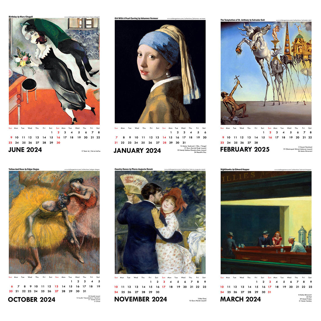 2024 Wall Calendar Art by Modern Masters by Tallenge Store Buy 2018