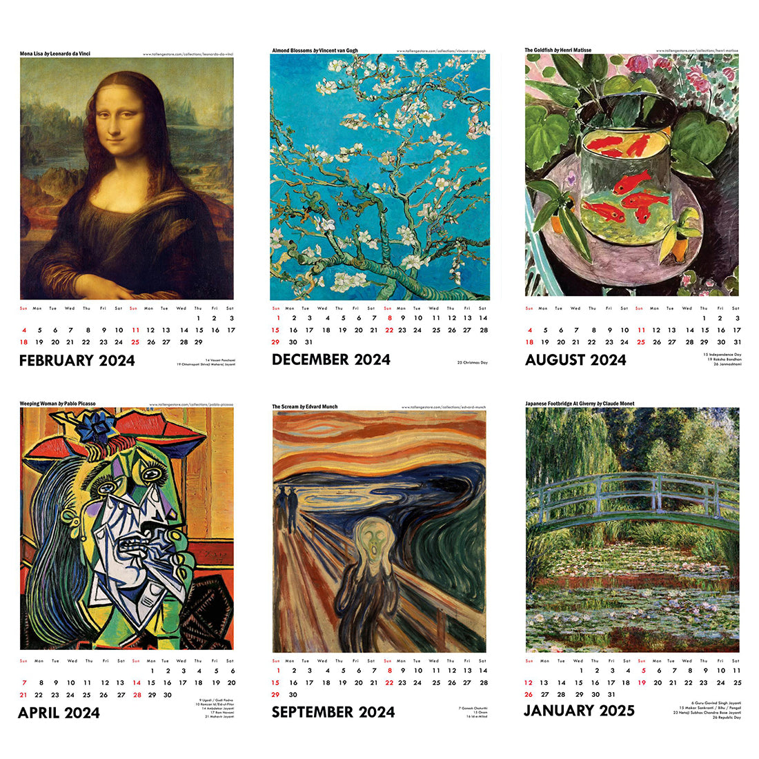 2025 Wall Calendar Art by Modern Masters by Tallenge Store Buy 2018