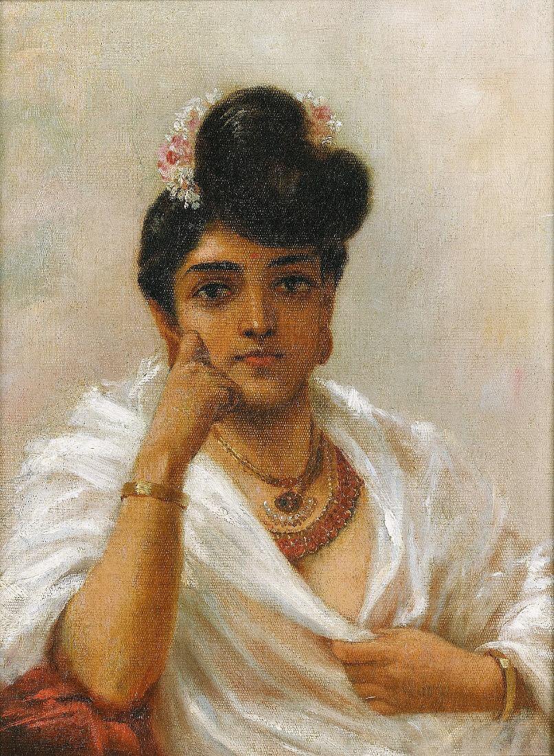 Malabar Beauty - Raja Ravi Varma - Vintage Indian Art Painting - Framed ...