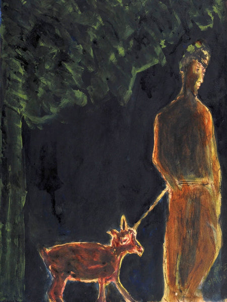Man With A Goat - Rabindranath Tagore Masterpiece Painting c1935 - Framed Prints