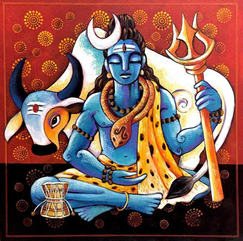 Meditative Shiva - Divine Contemporary Painting - Canvas Prints by Tallenge