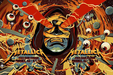 Metallica - Live In Phoenix Arizona 2023 - Rock and Metal Music Concert Poster - Large Art Prints