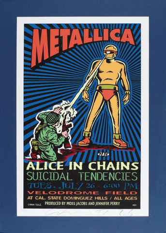 Metallica With Alice In Chains - Velodrome Field 1994 - Hard Rock Music Concert Poster by Tallenge Store