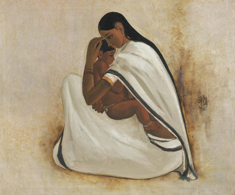 Mother And Child - B Prabha Painting by B. Prabha