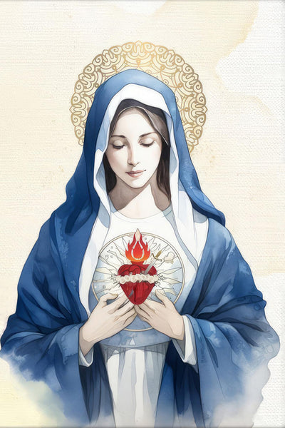 Mother Mary Immaculate Heart  - Christian Art Painting - Canvas Prints