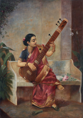 Music Hath Charms (Kadambari) - Raja Ravi Varma - Indian Masterpiece Painting by Raja Ravi Varma
