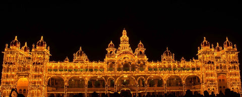 Mysore Palace (Karnataka) Lit Up For Dassera Festival - Famous Palaces And Places by Tallenge Store