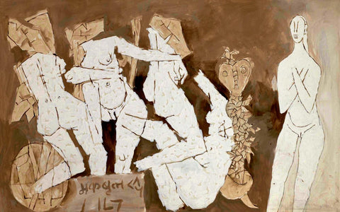 Naga - Maqbool Fida Husain Painting - Large Art Prints by M F Husain