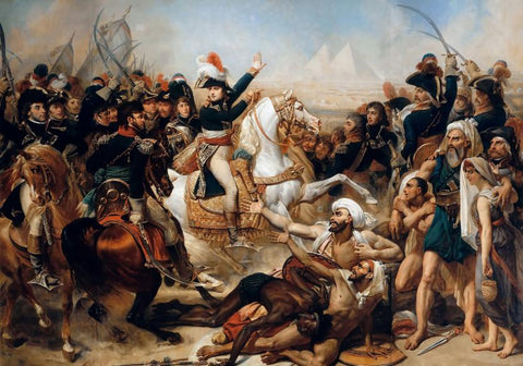 Napoleon In Battle In Front Of Pyramids In Egypt - Baron Antoine-Jean Gros - c1810 Vintage Orientalist Painting by Tallenge Store