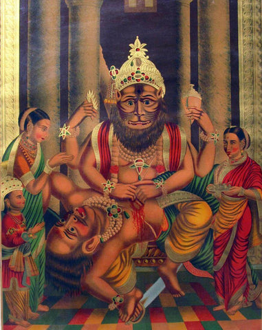 Narasimha (Vishnu Avatar) - Raja Ravi Varma - Vintage Indian Painting - Canvas Prints