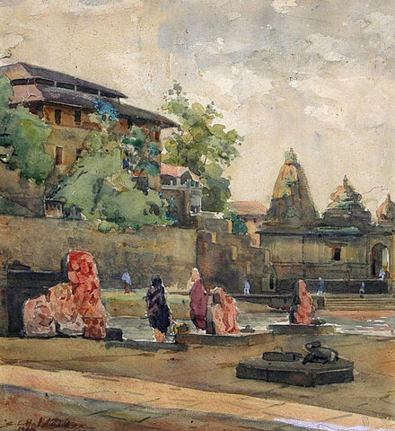 Nasik-Nav Panchwati -  S L Haldankar - Indian Masters Painting - Posters by S L Haldankar