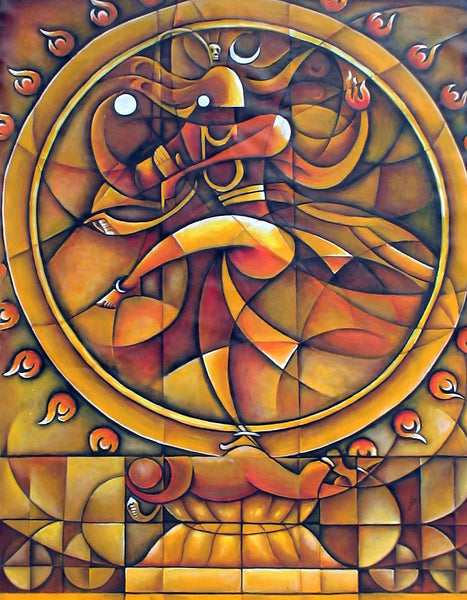 Nataraj - Lord Shiva As Divine Cosmic Dancer - Contemporary Indian Painting - Posters