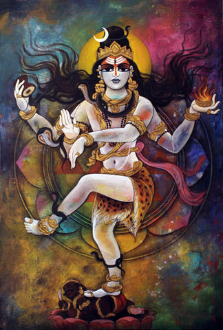 Nataraj - Lord Shiva As The Divine Tandav Dancer - Contemporary Indian Painting - Life Size Posters by Akal