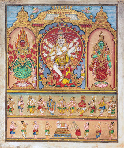 Nataraj Shiva Tiruvalangaduy - Mysore Painting - Vintage Indian Art Painting - Large Art Prints by Akal
