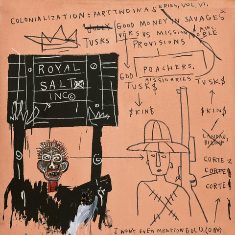 Native Carrying Some Guns Bibles Amorites On Safari -  Jean-Michael Basquiat - Neo Expressionist Painting by Jean-Michel Basquiat